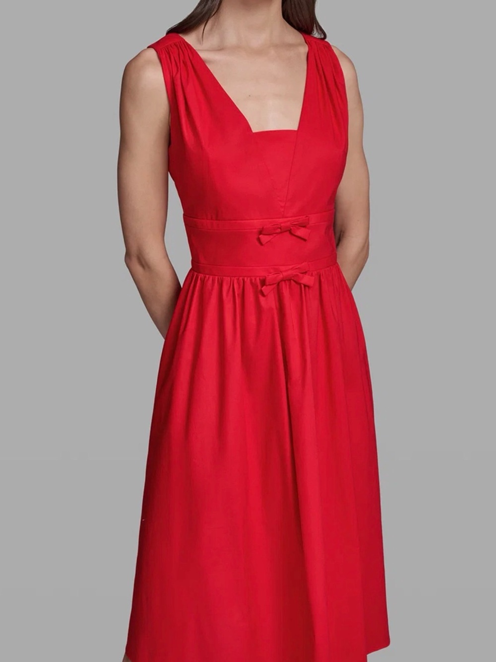 Karl Lagerfeld Red Asymmetrical Midi Dress